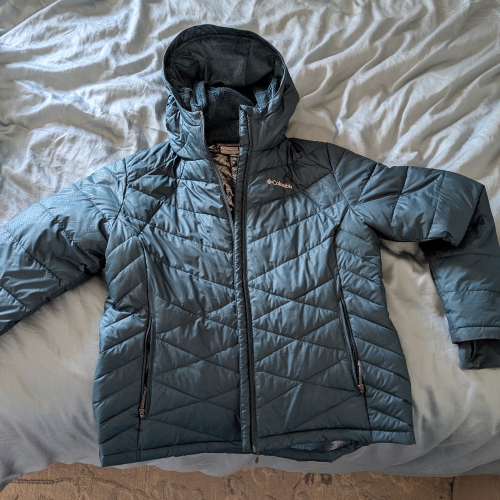 Columbia Women's Teal Hooded Puffer Jacket - Women's Powder Lite™ Hooded Jacket - Picture 11 of 13